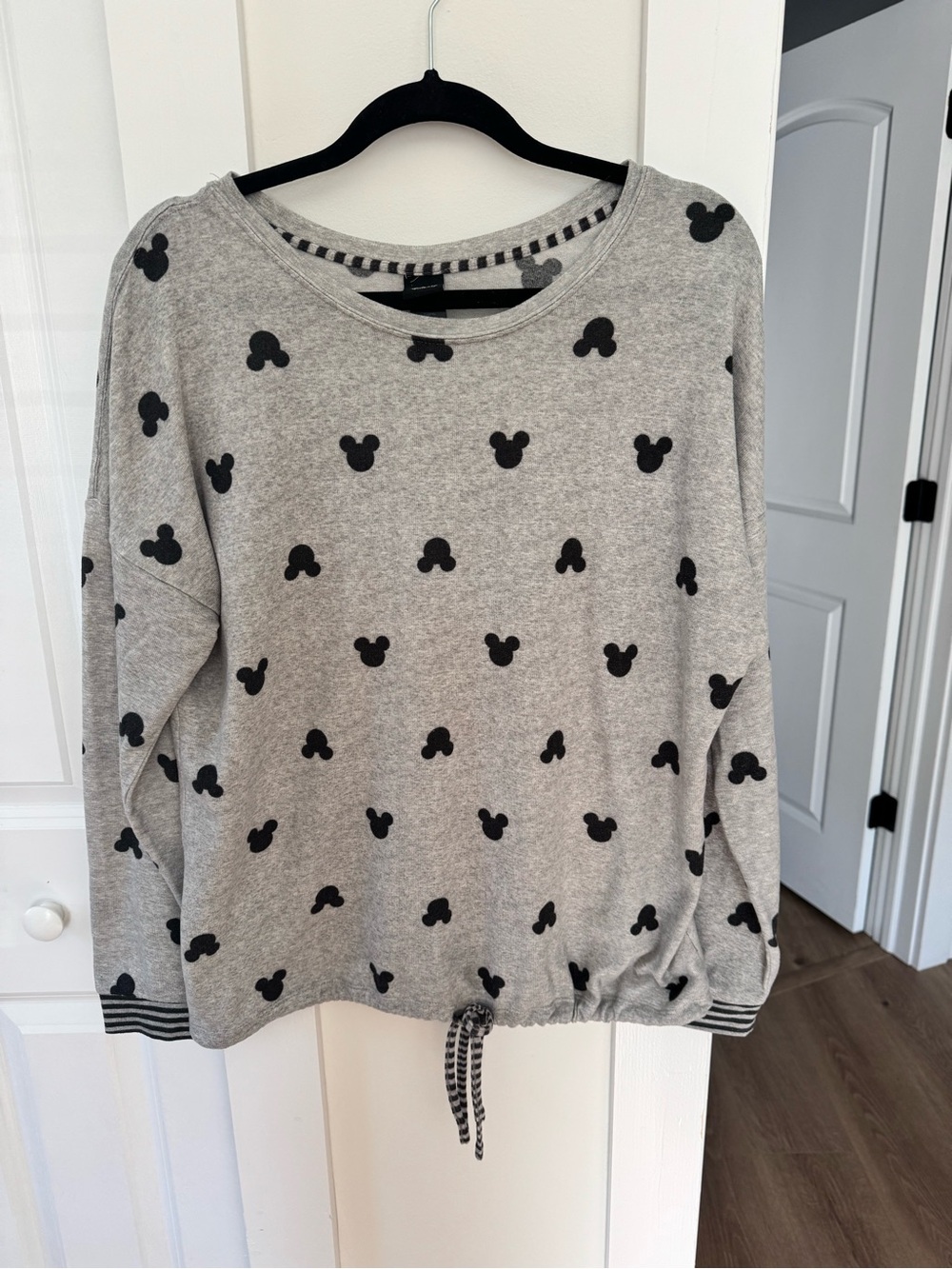 Disney Gray Sweater with Black Mickey Head Print
